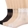 Bropapa Lot de 12 paires de chaussettes à volants transparents pour femmes - Ultra fines - En soie transparente