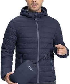 Veste matelassée légère homme avec capuche 6 poches - Outdoor mi-saison bleu foncé XXL