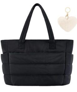 Aucuu Sac Fourre-tout Matelassé, grand Sac à Main Matelé Matté Femme en Nylon, Sac Matelassé Doux Rembourré Femme