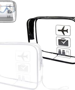 KAHOUI Trousse de toilette de voyage transparente, imperméable pour liquides en PVC, trousse de sécurité pour le contrôl