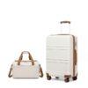 Kono Set de Valises de Voyage Rigide 55cm Blanc Crème TSA Serrure Bagage Cabine 4 Roulettes Ryanair