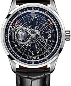 OBLVLO Montre Mécanique Automatique Hommes Lumineuse Étanche Cuir GC