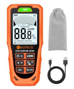 Neoteck Humidimètre Sans Aiguille Rechargeable – Alerte 3 Couleurs & 6 Modes Matériaux – Détecteur Humidité Bois Mur pou