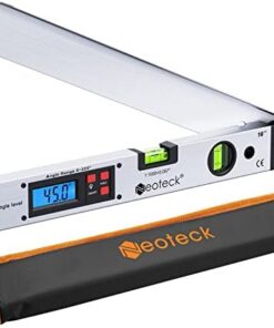 Neoteck Rapporteur d’Angle Numérique 400mm 0-225° – Écran LCD Rétroéclairé, Niveau Bulle, HOLD pour Menuiserie et Chanti