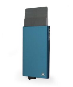 RAYKONG Porte-Cartes en métal anti-vol RFID Homme/Femme | Porte-Cartes automatique Pop-up | Portefeuille minimaliste, Bl