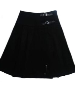 Jupe tartane pour femme - Portefeuille long - Noir uni - 34 cm - tartanista
