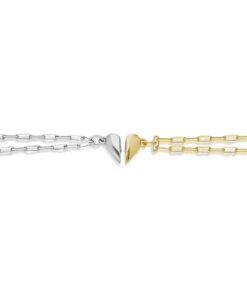 Joy-d Ensemble de bracelets en or pour couples, bracelets magnétiques assortis 2 pièces, bijoux faits à la main pour lui