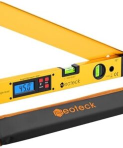 Neoteck Règle d'Angle Numérique 400mm/16" 0-225° LCD Rétroéclairé Niveau Rapporteur Portable Jaune