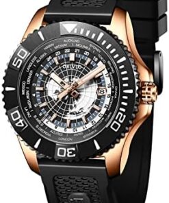 OBLVLO Montre Militaire Automatique Hommes Cuir Étanche Super Lumineux BM