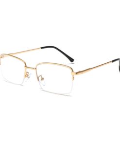 LJCZKA Lunettes Anti-Lumière Bleue Homme Rectangulaire Métal Gaming TV et ordinateur Demi-Monture 50mm