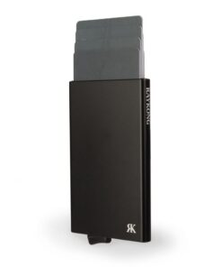 RAYKONG Porte-Cartes en Métal Homme et Femme | Porte-Cartes de Crédit Automatique Pop-up | Style Minimaliste, Bleu