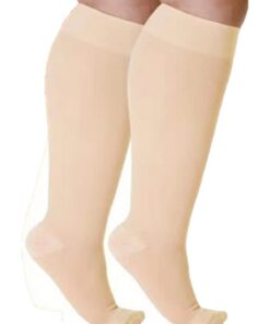Chaussettes de compression lot de 2 pièces grande taille 20-30mmhg pour hommes et femmes, bas extra-large jusqu'aux geno