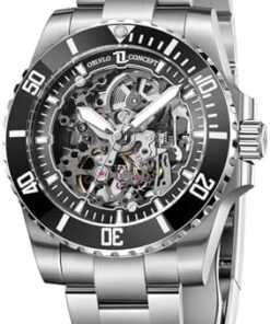 OBLVLO Montre Automatique Mécanique Hommes Squelette Super Lumineux Étanche Sport Luxe