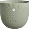 Elho Sereh Round 30 Pot de Fleur - Plastique 100% Recyclé - Intérieur & Extérieur - Ø 29.5 x H 25.3 cm Vert Scandinave