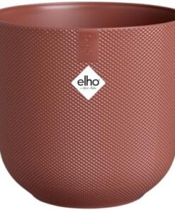 Elho Jazz Round Pot de Fleurs Ø 19 cm - 100% Plastique Recyclé - Structure Unique Intérieur Rouge Toscane