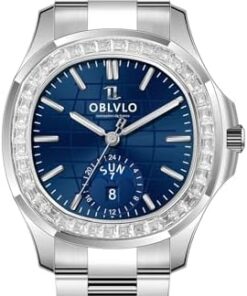 OBLVLO FM-SL-DD-D Montre Automatique Homme Phase Lune Cadran Carré Super Luminous Étanchéité