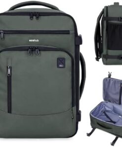 ECOHUB Sac à Dos Cabine Ryanair 40x20x25 Écologique PET Recyclé 20L Ordinateur 14" Vert
