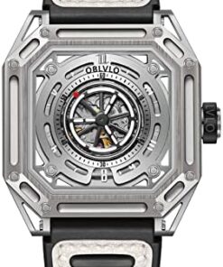 OBLVLO Montre Sport Homme Automatique Lumineuse Étanche Carrée Caoutchouc AK (AK-S-YWWB)