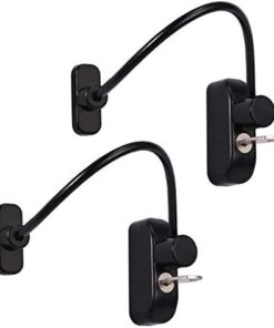 Neoteck Verrou de Sécurité Bébé Enfant Porte Coulissante Fenêtre Acier Inoxydable avec Clé 2pcs Noir