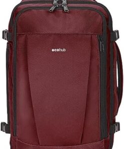ECOHUB Bagage Cabine EasyJet 45x36x20 30L, Sac à Dos Imperméable PET Recyclé, Voyage Avion Homme Femme Rouge