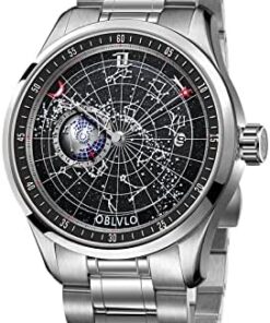 OBLVLO Montre Mécanique Automatique Luxe Acier Inoxydable pour Hommes Étanche Lumineuse GC-SW