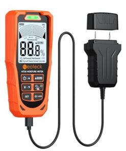 Neoteck Humidimètre 2-en-1 Sans-Pointe & Sonde – Détecteur Humidité Murs Bois pour Diagnostic Maison, Écran LCD Couleur