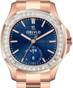 OBLVLO FM-SL-DD-D Montre Automatique Homme Cadran Carré Phase Lune Super Lumi Etanche