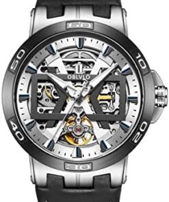 OBLVLO Montres Automatique Squelette pour Hommes 100M Étanche UM1