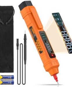 Neoteck Multimètre Numérique TRMS 6000 2-en-1 Testeur de Tension Sans Contact NCV Écran LCD Orange