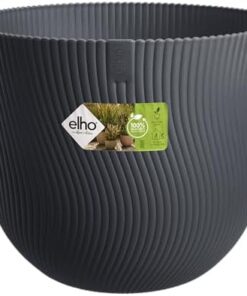 Elho Sereh Round 30 Pot de Fleur Plastique 100% Recyclé - Ø 29.5 x H 25.3 cm Noir/Anthracite