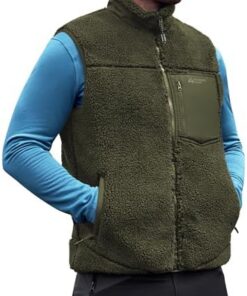 Pioneer Camp Gilet Polaire Sans Manches Homme Col Montant 550g Lourd, Coupe-Vent Chaud pour Randonnée, Escalade, Camping
