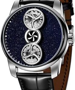 OBLVLO Montre Automatique Luxe Hommes Super Lumineuse Acier Inoxydable Cuir Sport SK-D