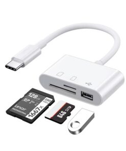 YLK USB C |0 Lecteur SD + TF + USB 3 en 1 Blanc - Compatible Samsung Galaxy S25 S24 S23 S22 S21 S20 S25+ S25Ultra S24+ S