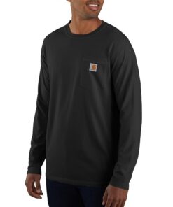 Carhartt Force Fit Relaxed Midweight Long-Sleeve Noir Homme T-Shirt pour Travail Utilitaire