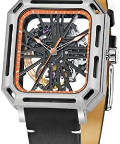 OBLVLO FK Montre Carrée Homme Cuir Étanche Rétro FK-YSOK