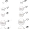 ECHOBUY Boucles d'oreilles en acier inoxydable avec perles - Élégantes (12 pièces) - Lot de 6 paires - Verre imitation p