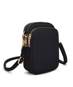 Casecret Bandoulière Petite Pochette Nylon Universel pour iPhone 14 13 11 Samsung S23 Xiaomi Bis zu 7" Noir Femme