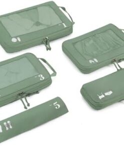 ECOHUB 5 Pièces Packing Cubes Compression Valise Cabine Voyage (Vert)