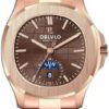 OBLVLO Montres Hommes Phase Lune Automatique Luxe 316L Acier Inox Or Rose FM-SL-DD
