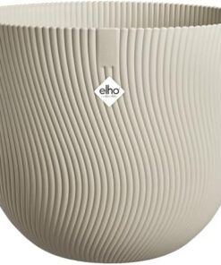 Elho Sereh Round 30 Pot de Fleur Plastique 100% Recyclé Ø 29.5 x H 25.3 cm Beige