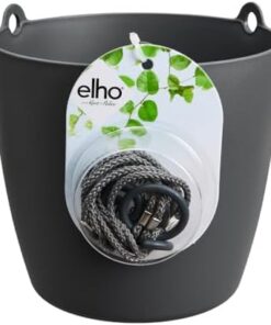Elho Brussels Suspension 18 - Pot Suspendu Intérieur Recyclé 100% - Ø 18.3 x H 18 cm Noir/Anthracite