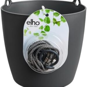 Elho Brussels Suspension 18 - Pot Suspendu Intérieur Recyclé 100% - Ø 18.3 x H 18 cm Noir/Anthracite