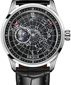OBLVLO Montre Automatique Hommes Étanché Cuir Lumineux GC