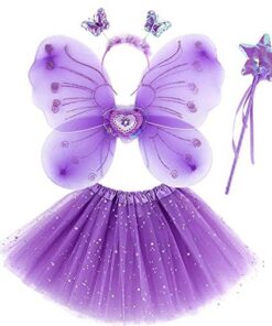 Muncaso Costume Fée Enfant 3-8ans Cosplay Magic Wings Jeweled Tutu Jouer Fantasy