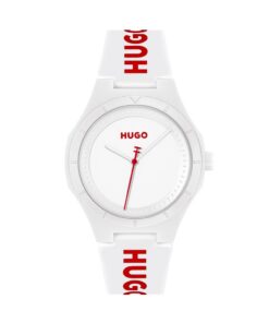 HUGO Montre Analogique à Quartz pour Homme #LIT for Him Avec Bracelet en Silicone Élégant et Durables