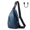 Aucuu Sac de Poitrine Homme Imperméable Sac à Bandoulière Loisir, Sacs de Poitrine Port USB, Sacs à Dos de Voyage pour R