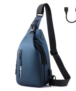 Aucuu Sac de Poitrine Homme Imperméable Sac à Bandoulière Loisir, Sacs de Poitrine Port USB, Sacs à Dos de Voyage pour R