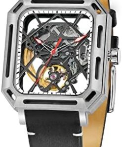 OBLVLO FK Montre Carrée Homme Étanchéité Rétro Cuir FK-YSSK