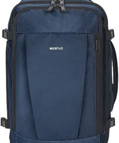 ECOHUB Bagage Cabine Easyjet 45x36x20 30L, Sac à Dos Imperméable PET Recyclé (Bleu)