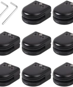 Neoteck Pince à Verre Inox 8pcs 8-9mm + Support Noir Ajustable Antidérapant pour Balustrade Terrasse Escalier Douche